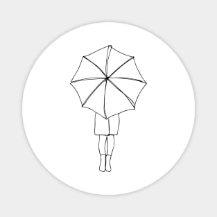 Woman with Umbrella Line Art - Woman Holding Umbrella - Under the Umbrella Magnet